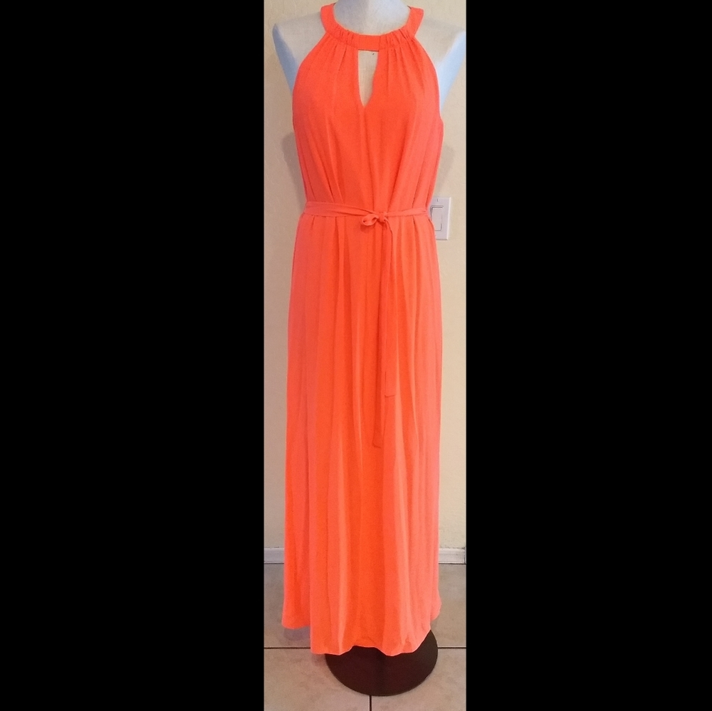 Cremieux orange neon maxi dress. Size Small